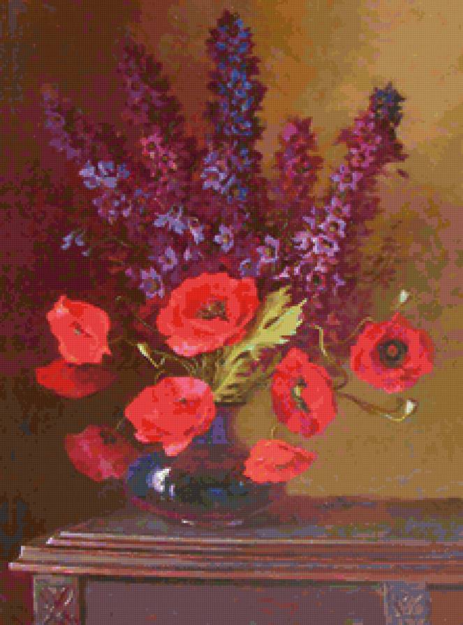 Серия "Букет" - дельфиниум, цветы, маки - предпросмотр