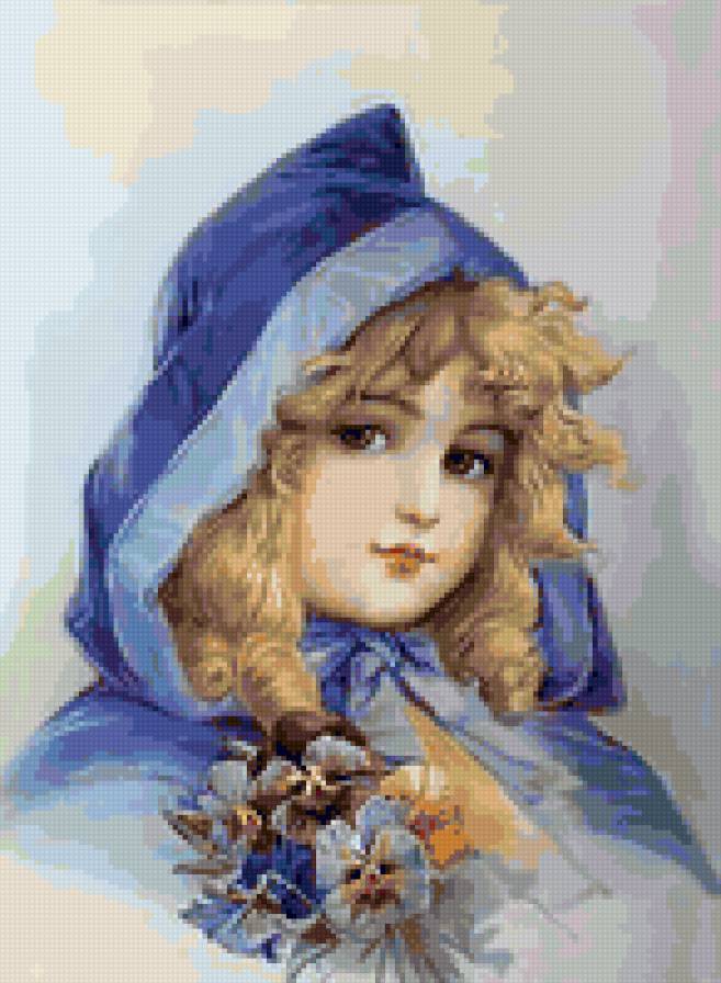 Девочка в голубом. - дети, ретро. - предпросмотр