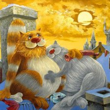 Схема вышивки «коты на крыше»