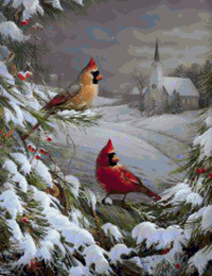 Зима - птицы, зима, снег - предпросмотр