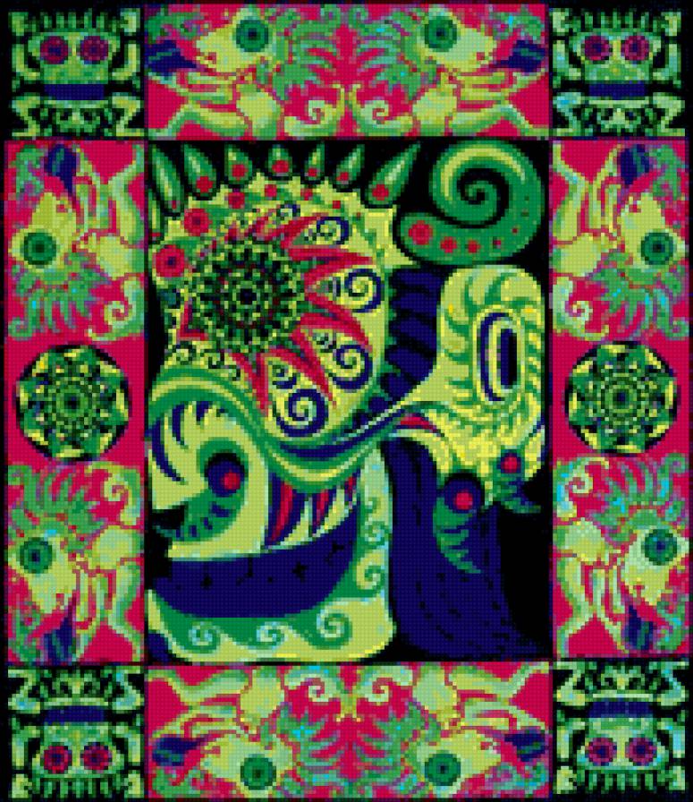 Индийское полотно на подушку. - транс, полотно, божество, флюро, психо, индийские - предпросмотр