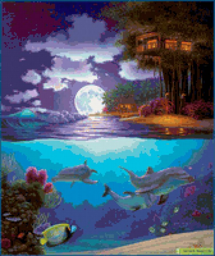 Рай - море, дельфины - предпросмотр