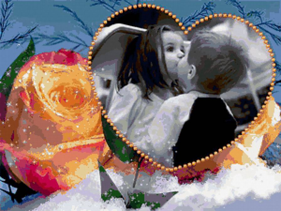 Виньетка - дети, любовь, ребенок, он и она, поцелуй, пара - предпросмотр