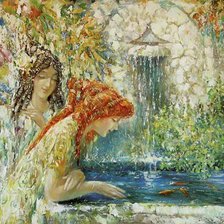 Схема вышивки «фонтан с рыбками»