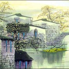 Схема вышивки «город на воде»