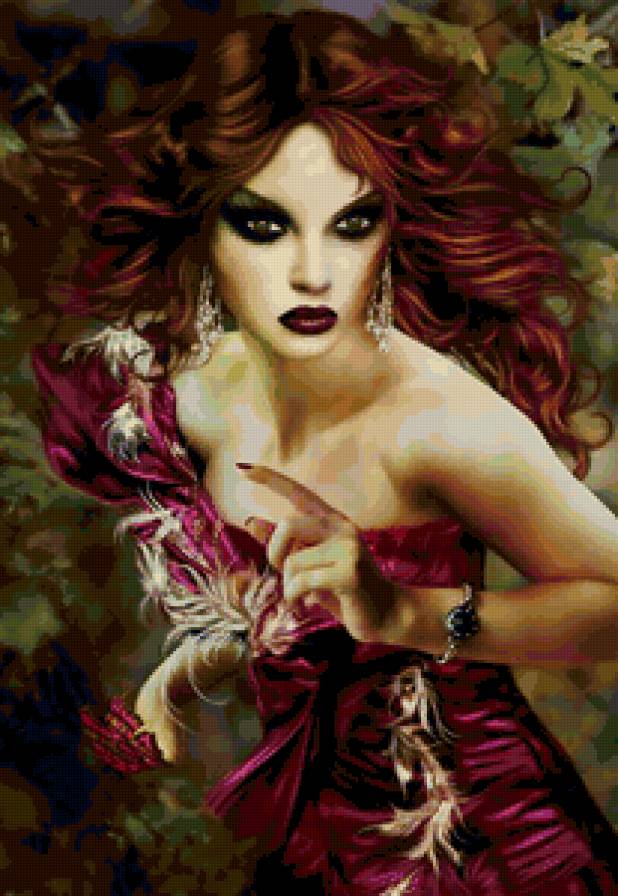 Загадка женской красоты - портрет, красота женщины, девушка, картина - предпросмотр