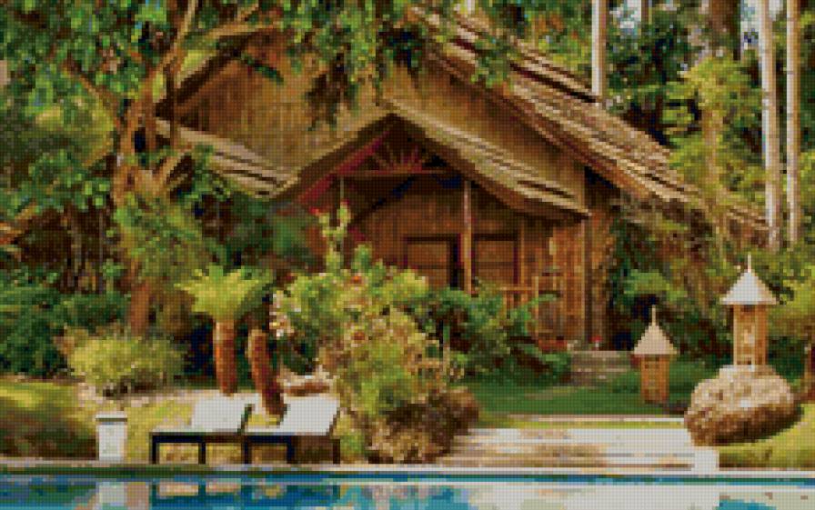 Дом у воды - природа, дом, пейзаж - предпросмотр