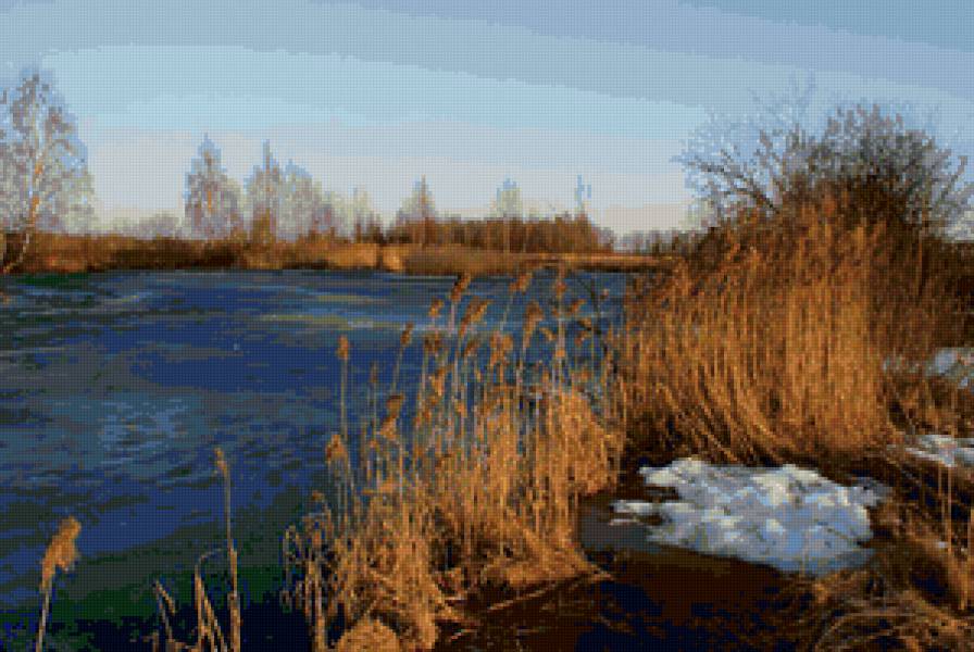 Пруд весна - весна, времена года, пруд, природа - предпросмотр