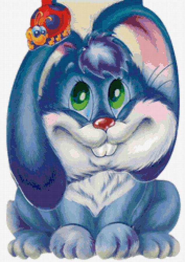 Зайчонок и божья коровка - зайчонок, животные, открытка - предпросмотр