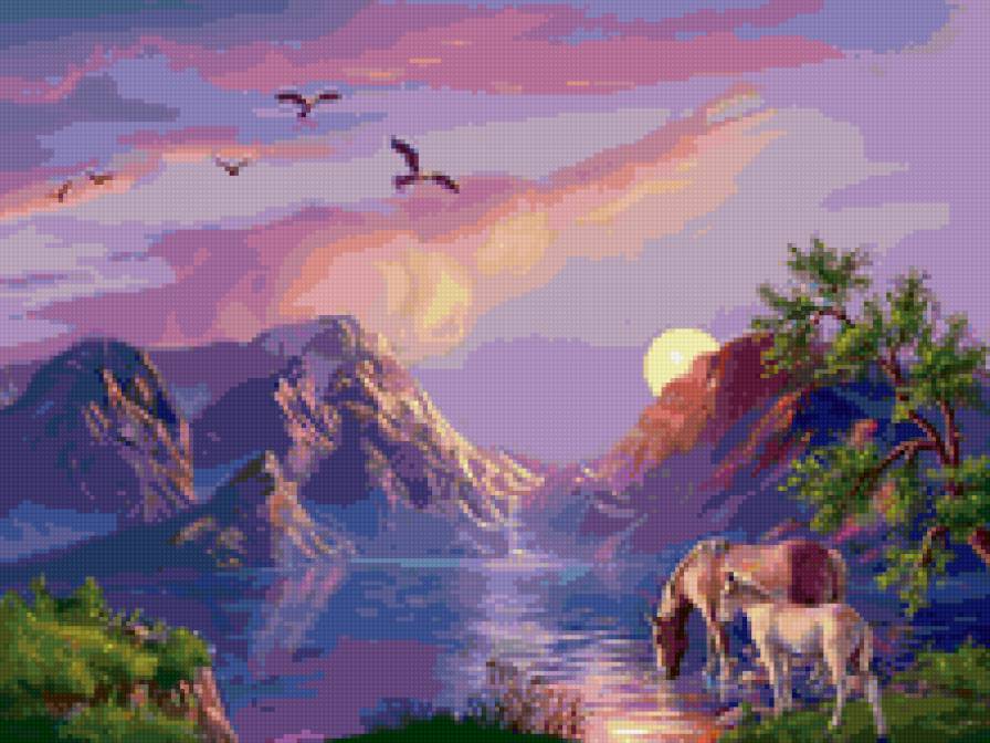 на закате - пейзаж - предпросмотр