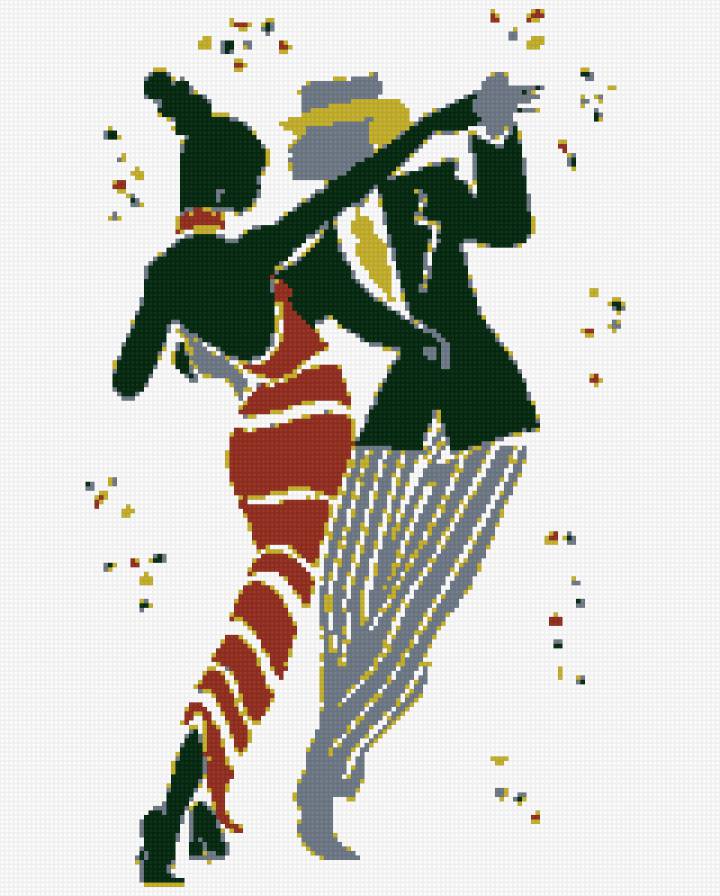 пара - контурная вышивка, танец, пара - предпросмотр