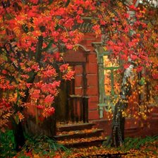 Схема вышивки «Осенний домик»