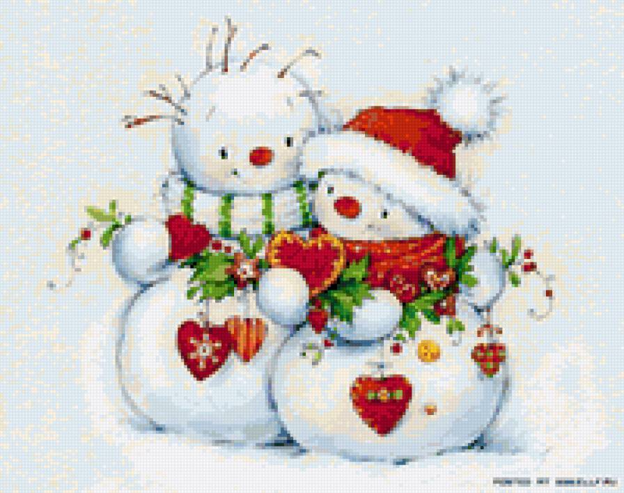 детский рисунок - снеговик, новый, год - предпросмотр