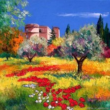 Схема вышивки «деревенский пейзаж»