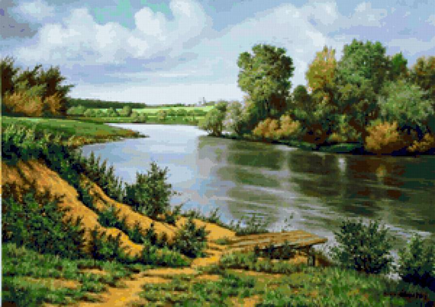 Родные просторы - лето, лес, пейзаж, красота, река, березки, природа - предпросмотр