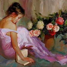 Схема вышивки «утро с книгой»