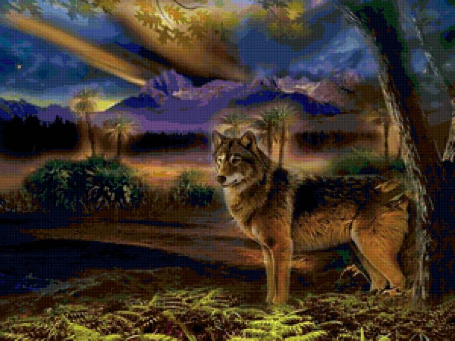 волк фентази - фентази, картина, животные, волк - предпросмотр