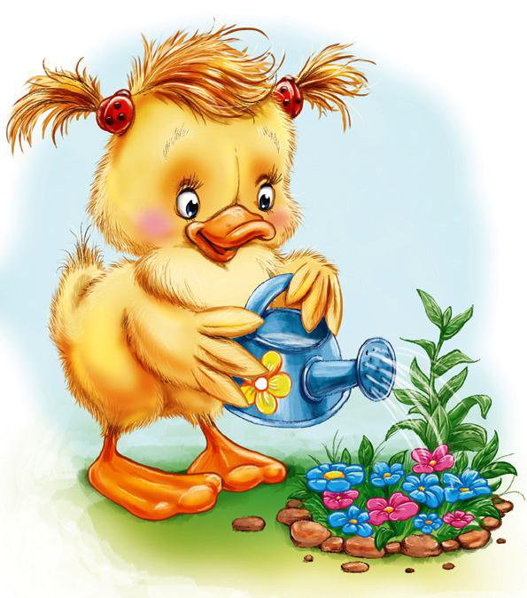 Уточка - деткам, цветы, уточка, малыши, детские сюжеты, утенок - оригинал