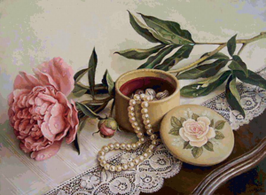 Ветка пиона - илиева мария, живопись - предпросмотр