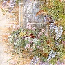 Схема вышивки «окно в цветах»