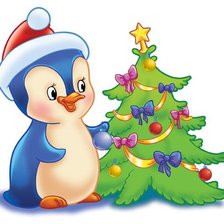 Схема вышивки «Пингвинёнок и ёлка»