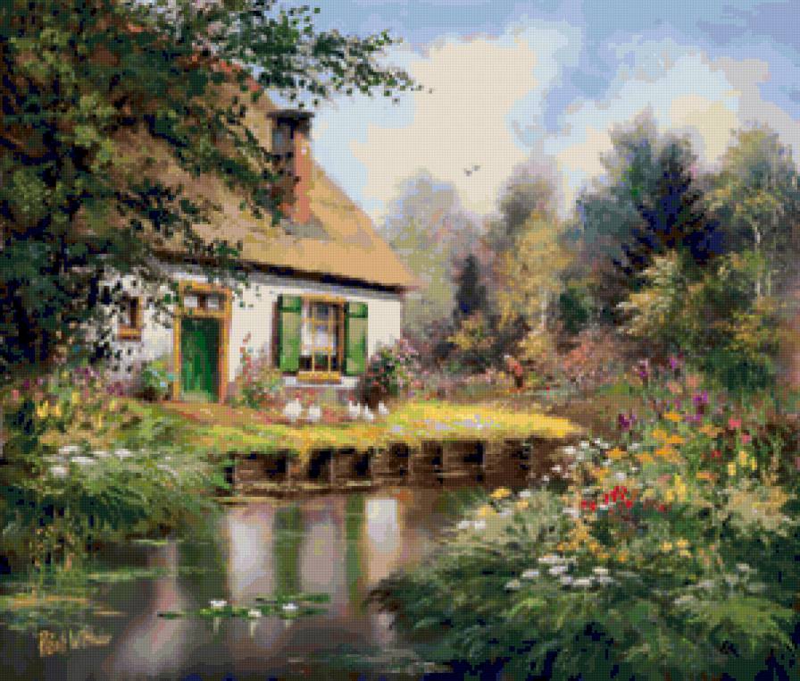 уютный городок - лето, деревня, пейзаж, природа, озеро - предпросмотр