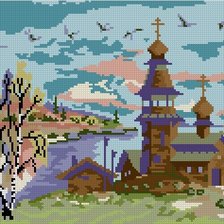 Схема вышивки «пейзаж»