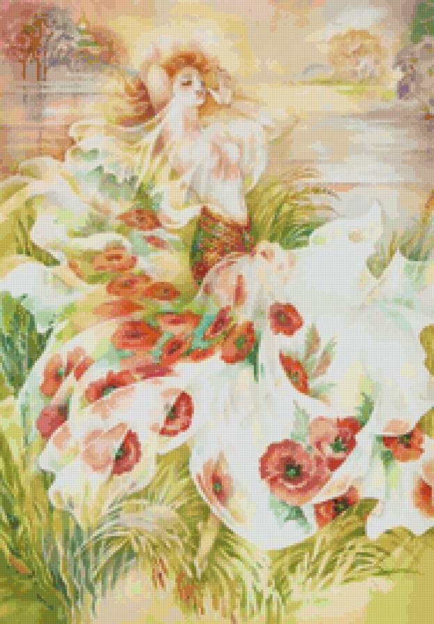 девушка-мак - девушка, красота, абстракция, маки, цветы - предпросмотр