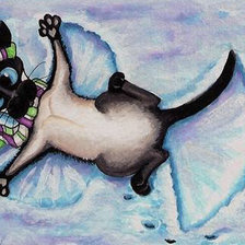 Схема вышивки «Кот в снегу»