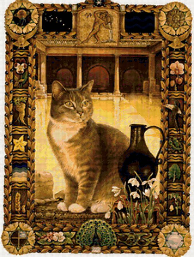 Серия "Знаки зодиака. Кошки. Водолей" - кошки, животные, знаки зодиака - предпросмотр