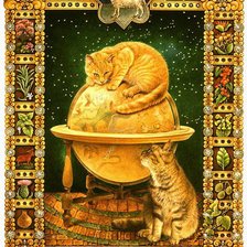 Схема вышивки «Серия "Знаки зодиака. Кошки. Овен"»