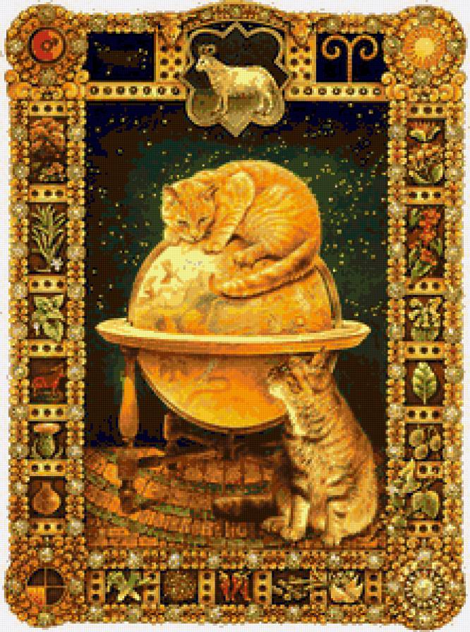 Серия "Знаки зодиака. Кошки. Овен" - знаки зодиака, животные, кошки - предпросмотр