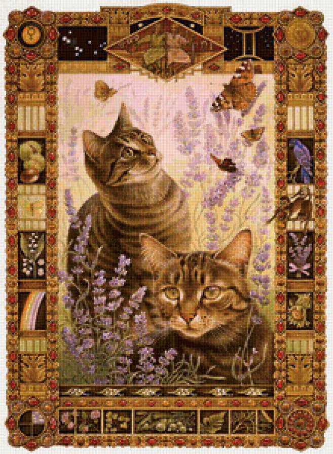 Серия "Знаки зодиака. Кошки. Близнецы" - животные, знаки зодиака, кошки - предпросмотр