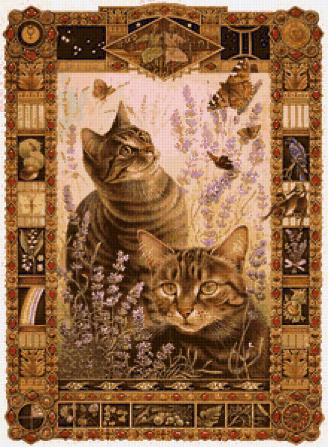 Серия "Знаки зодиака. Кошки. Близнецы" - кошки, знаки зодиака, животные - предпросмотр