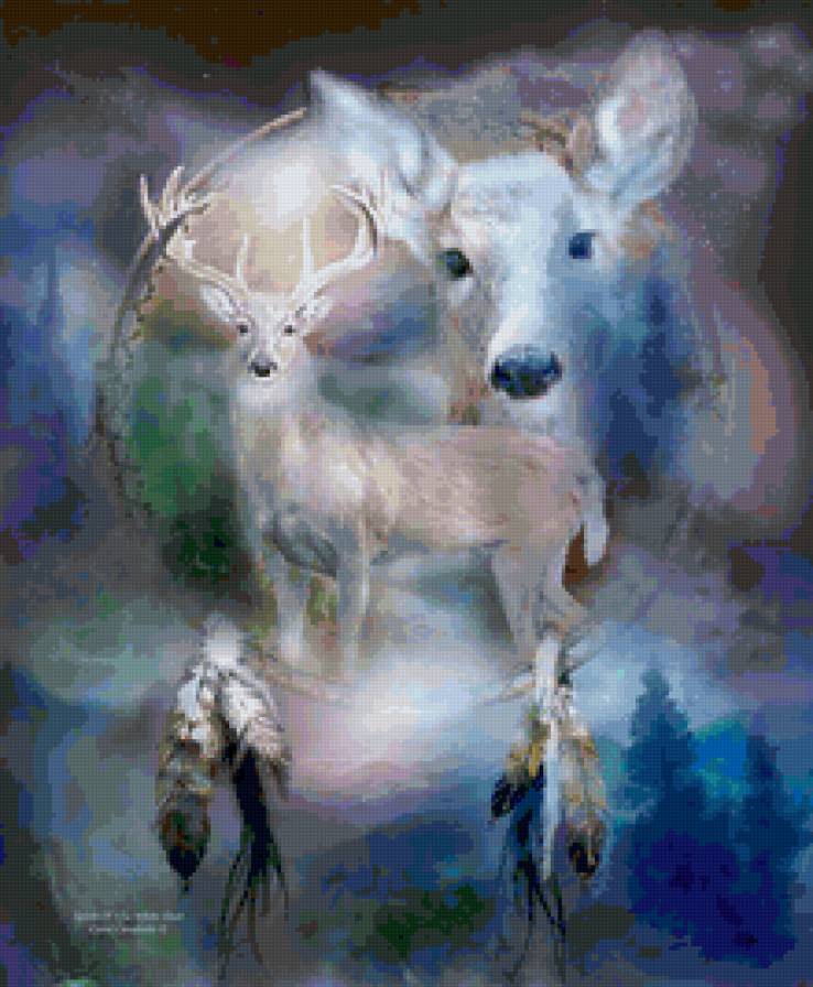 Белый олень - животные, белый, олень - предпросмотр