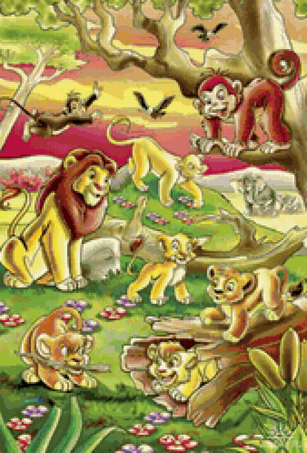 Друзья - пейзаж, животные, живопись - предпросмотр