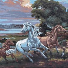 Схема вышивки «кони»