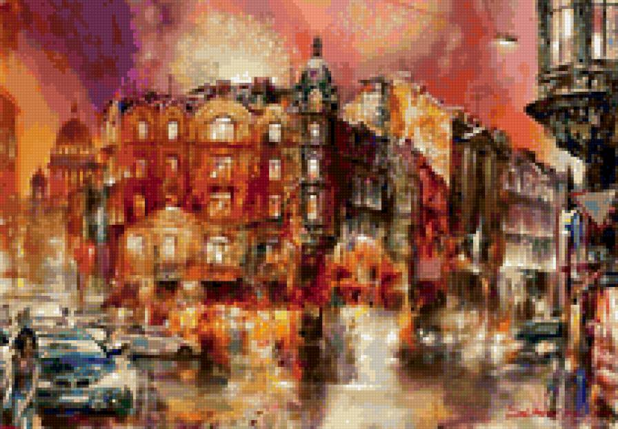 картина И. Славинского - дома, питер, город - предпросмотр