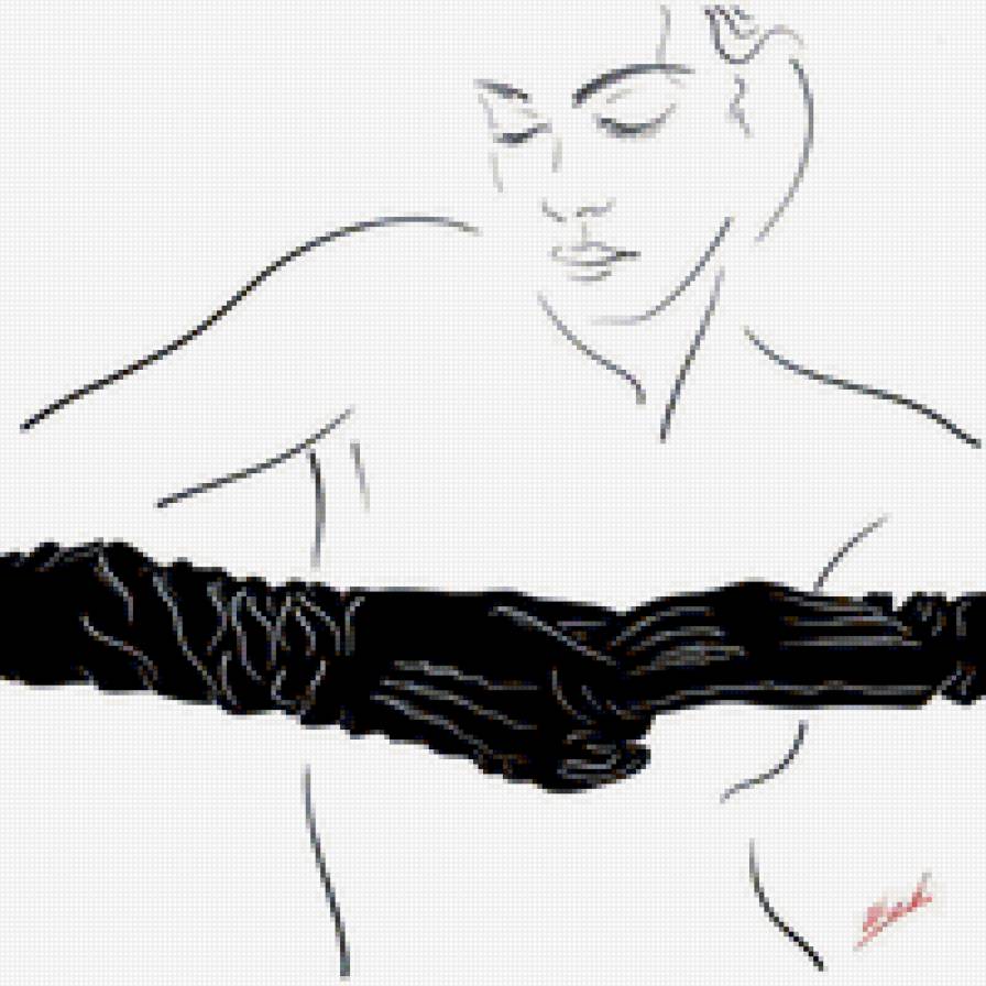 Девушка - живопись, девушка, монохром - предпросмотр