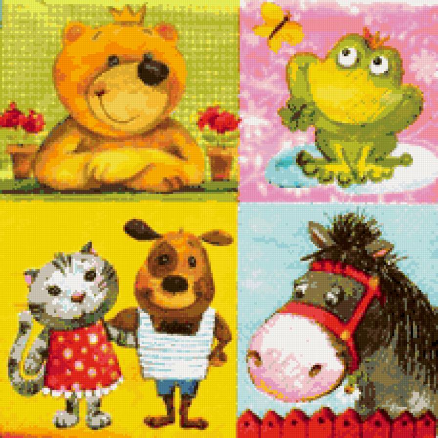 Детская подушка - мишка, лягушка, лошадка, подушка, детям, зверята - предпросмотр