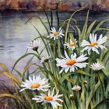 Схема вышивки «ромашки у озера»