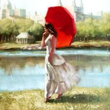 Схема вышивки «красный зонт»