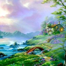 Схема вышивки «дом у реки»