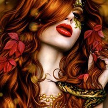 Схема вышивки «Загадка женской красоты. Фрагмент»