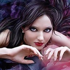 Схема вышивки «Загадка женской красоты. Фрагмент»