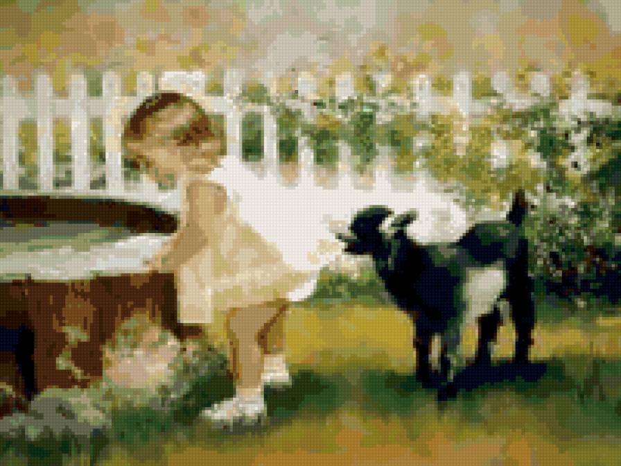 девочка - животные, дети - предпросмотр