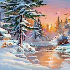 Схема вышивки «Зимний пейзаж»