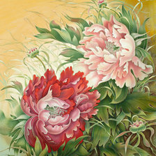 Схема вышивки «Пионы»