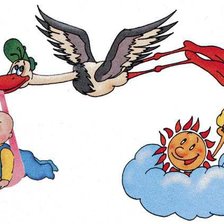 Схема вышивки «Аист с ребенком»