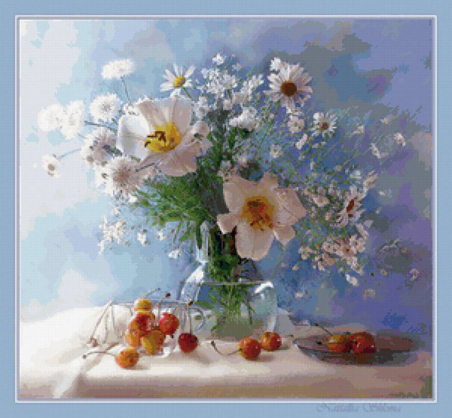 букет с лилиями - лилии, ромашки, цветы, букет - предпросмотр